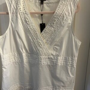 Talbots Ivory Embroidered V-Neck Top